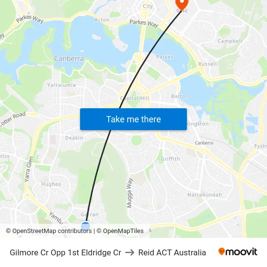 Gilmore Cr Opp 1st Eldridge Cr to Reid ACT Australia map