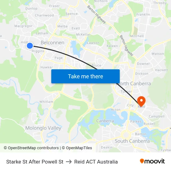 Starke St After Powell St to Reid ACT Australia map