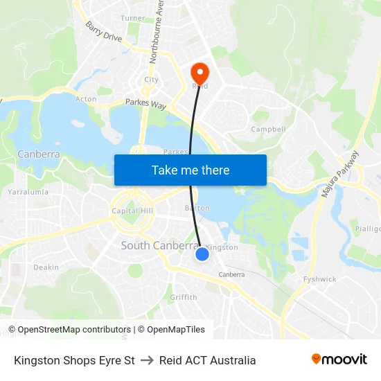 Kingston Shops Eyre St to Reid ACT Australia map