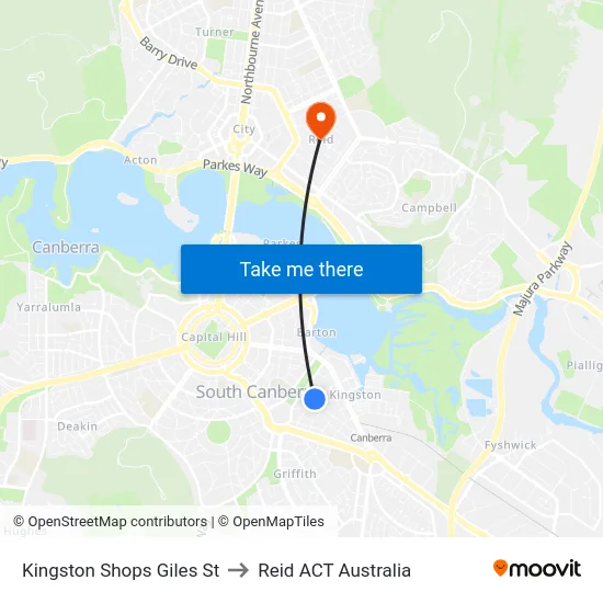Kingston Shops Giles St to Reid ACT Australia map