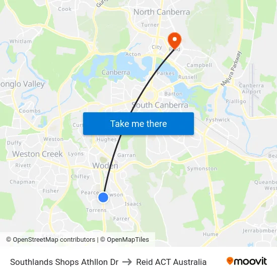 Southlands Shops Athllon Dr to Reid ACT Australia map