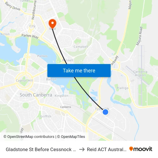 Gladstone St Before Cessnock St to Reid ACT Australia map