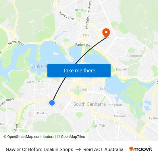 Gawler Cr Before Deakin Shops to Reid ACT Australia map
