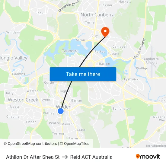 Athllon Dr After Shea St to Reid ACT Australia map