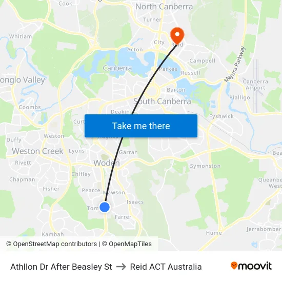 Athllon Dr After Beasley St to Reid ACT Australia map