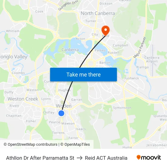 Athllon Dr After Parramatta St to Reid ACT Australia map