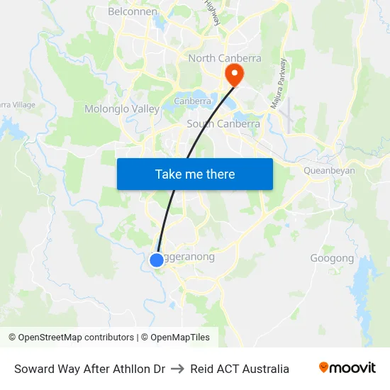 Soward Way After Athllon Dr to Reid ACT Australia map