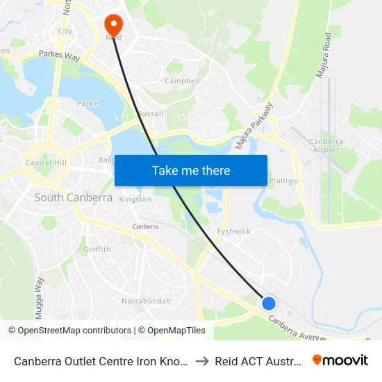 Canberra Outlet Centre Iron Knob St to Reid ACT Australia map