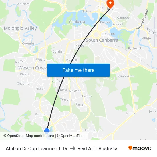 Athllon Dr Opp Learmonth Dr to Reid ACT Australia map