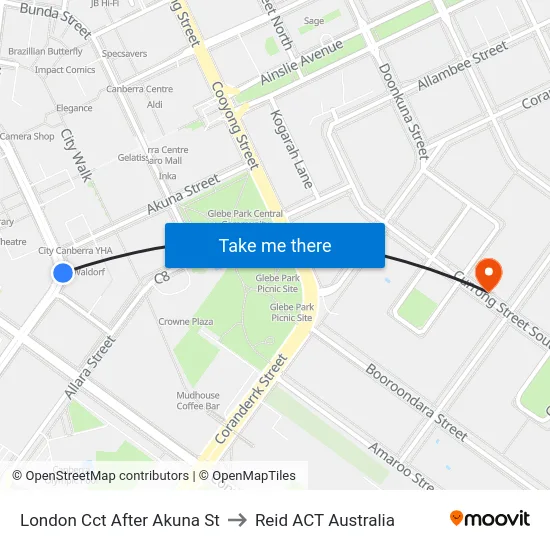 London Cct After Akuna St to Reid ACT Australia map