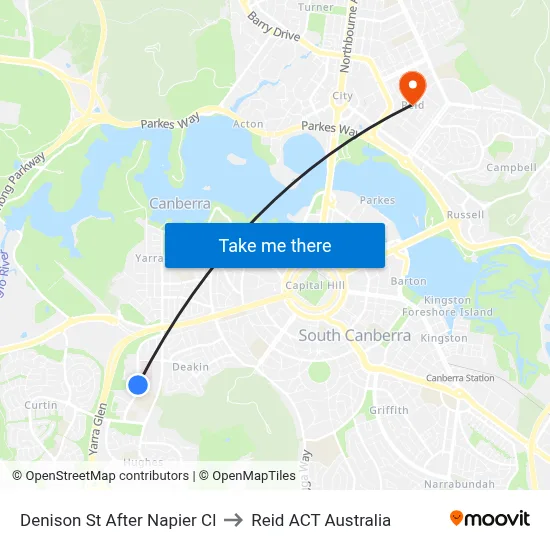 Denison St After Napier Cl to Reid ACT Australia map
