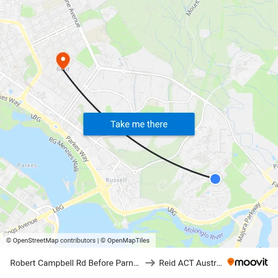 Robert Campbell Rd Before Parnell Rd to Reid ACT Australia map