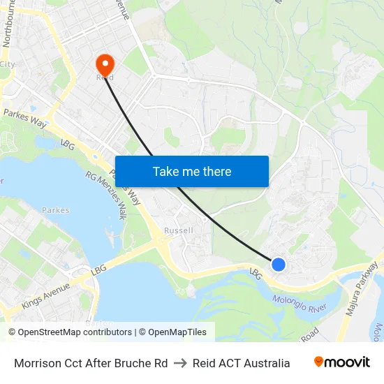 Morrison Cct After Bruche Rd to Reid ACT Australia map