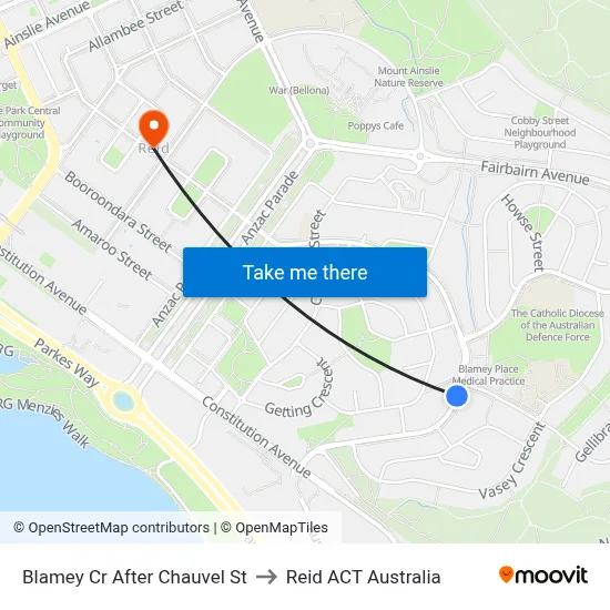 Blamey Cr After Chauvel St to Reid ACT Australia map