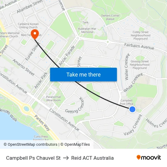 Campbell Ps Chauvel St to Reid ACT Australia map