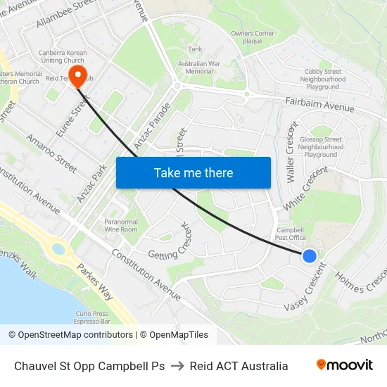 Chauvel St Opp Campbell Ps to Reid ACT Australia map
