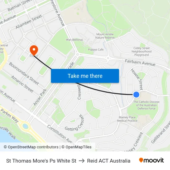St Thomas More's Ps White St to Reid ACT Australia map