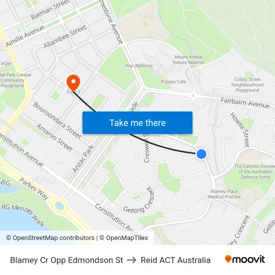 Blamey Cr Opp Edmondson St to Reid ACT Australia map