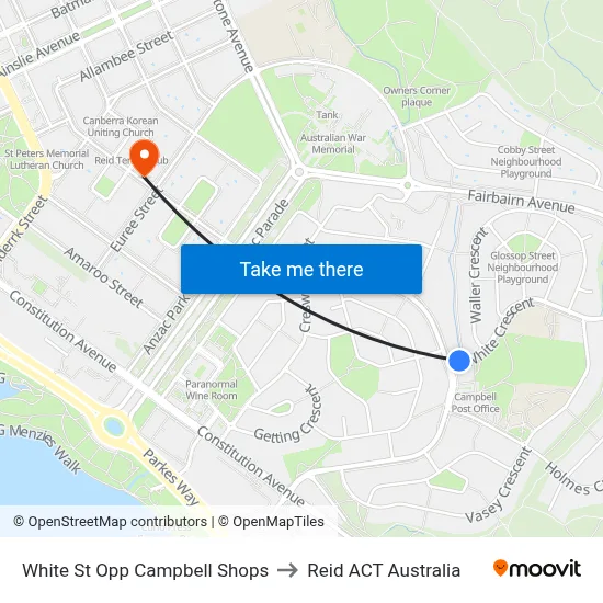 White St Opp Campbell Shops to Reid ACT Australia map