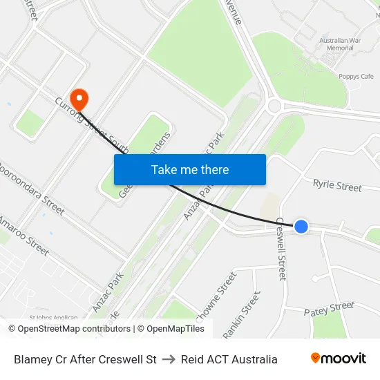 Blamey Cr After Creswell St to Reid ACT Australia map