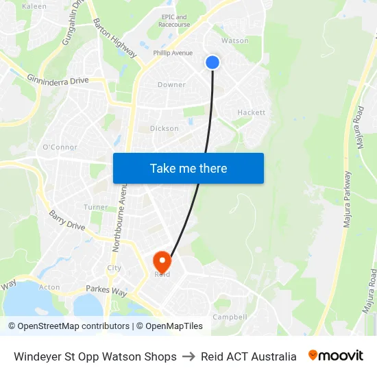 Windeyer St Opp Watson Shops to Reid ACT Australia map