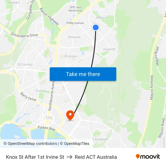 Knox St After 1st Irvine St to Reid ACT Australia map