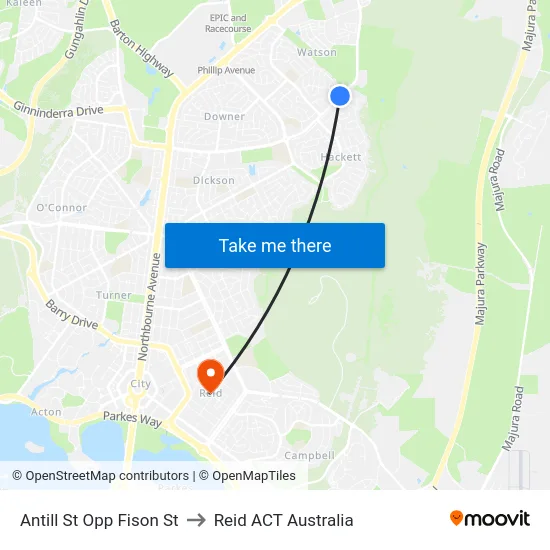 Antill St Opp Fison St to Reid ACT Australia map