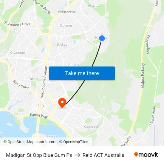 Madigan St Opp Blue Gum Ps to Reid ACT Australia map