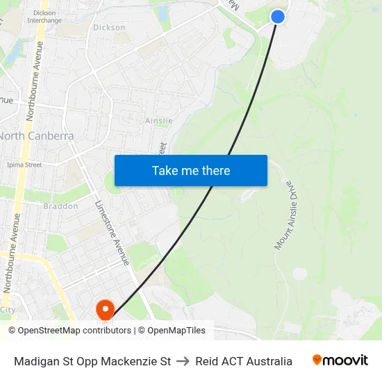 Madigan St Opp Mackenzie St to Reid ACT Australia map