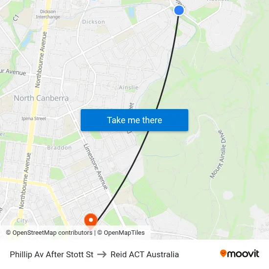 Phillip Av After Stott St to Reid ACT Australia map