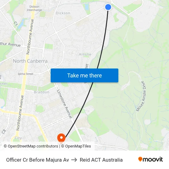 Officer Cr Before Majura Av to Reid ACT Australia map
