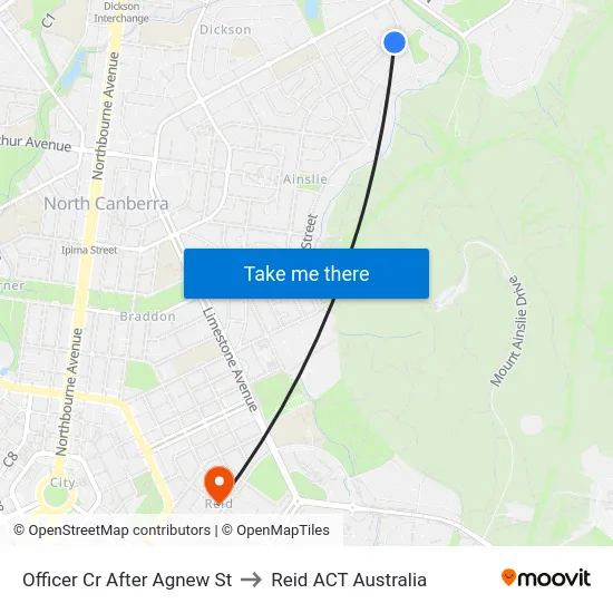 Officer Cr After Agnew St to Reid ACT Australia map