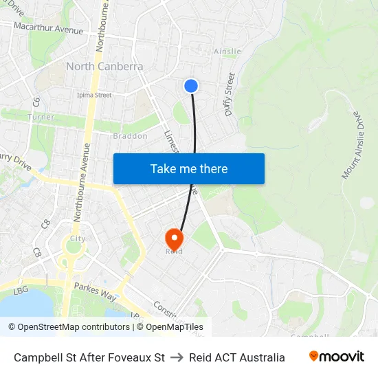 Campbell St After Foveaux St to Reid ACT Australia map