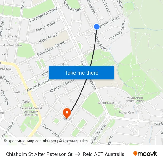 Chisholm St After Paterson St to Reid ACT Australia map