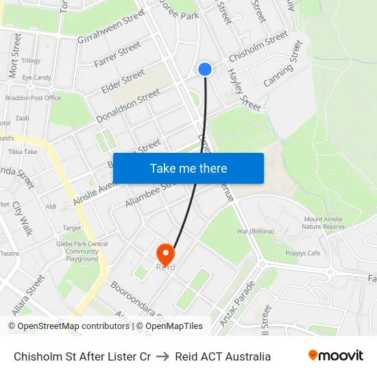 Chisholm St After Lister Cr to Reid ACT Australia map