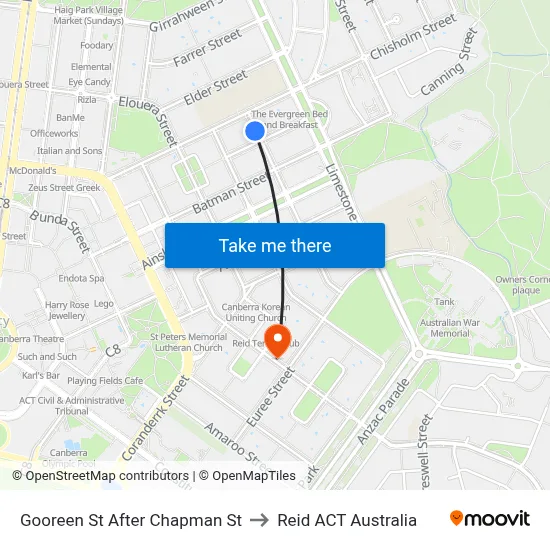 Gooreen St After Chapman St to Reid ACT Australia map