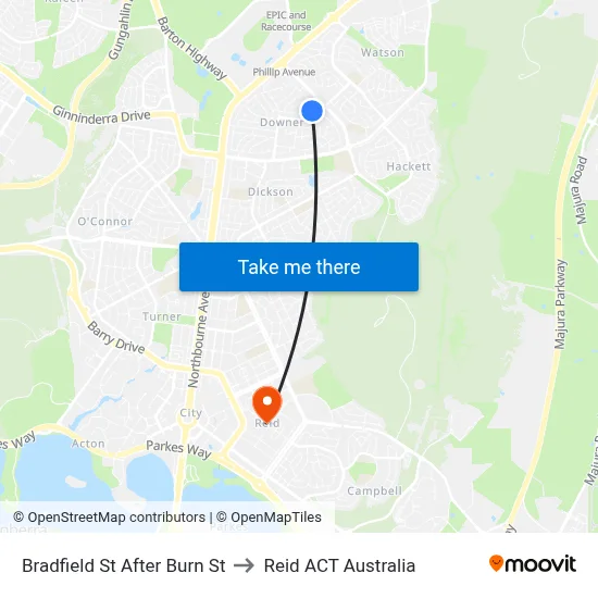Bradfield St After Burn St to Reid ACT Australia map