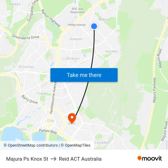 Majura Ps Knox St to Reid ACT Australia map