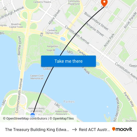The Treasury Building King Edward Tce to Reid ACT Australia map