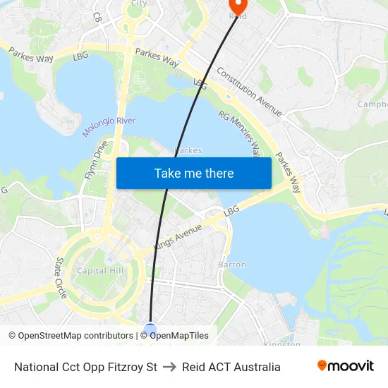 National Cct Opp Fitzroy St to Reid ACT Australia map