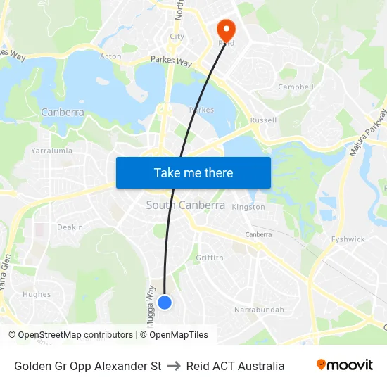 Golden Gr Opp Alexander St to Reid ACT Australia map