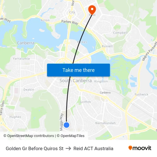 Golden Gr Before Quiros St to Reid ACT Australia map