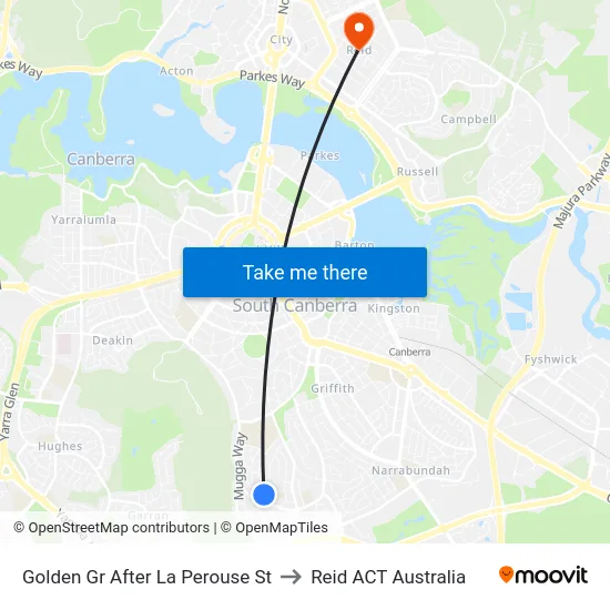 Golden Gr After La Perouse St to Reid ACT Australia map