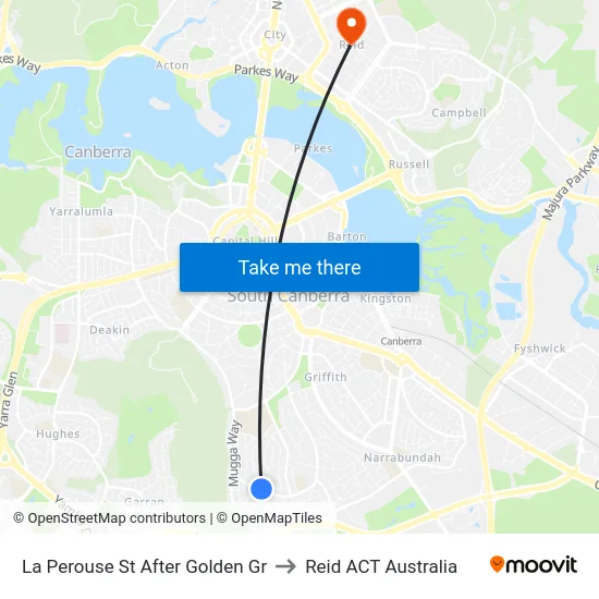 La Perouse St After Golden Gr to Reid ACT Australia map