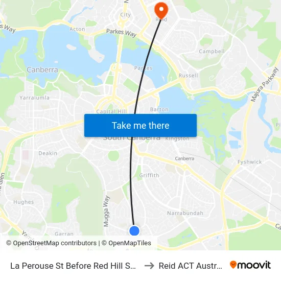 La Perouse St Before Red Hill Shops to Reid ACT Australia map