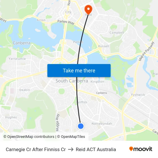 Carnegie Cr After Finniss Cr to Reid ACT Australia map