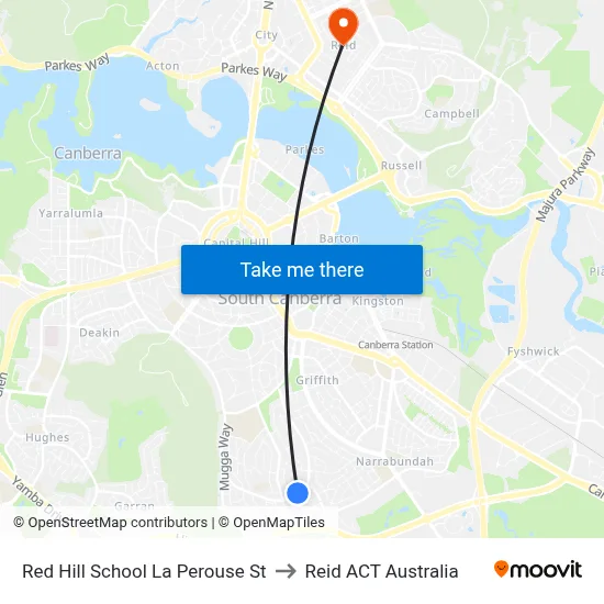Red Hill School La Perouse St to Reid ACT Australia map