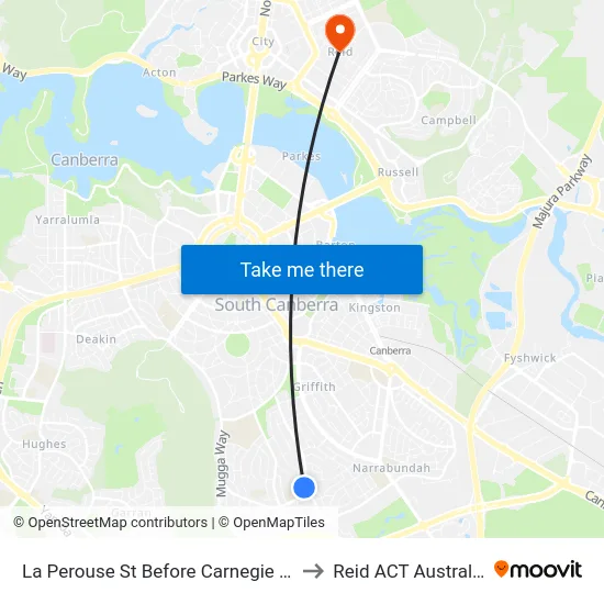 La Perouse St Before Carnegie Cr to Reid ACT Australia map