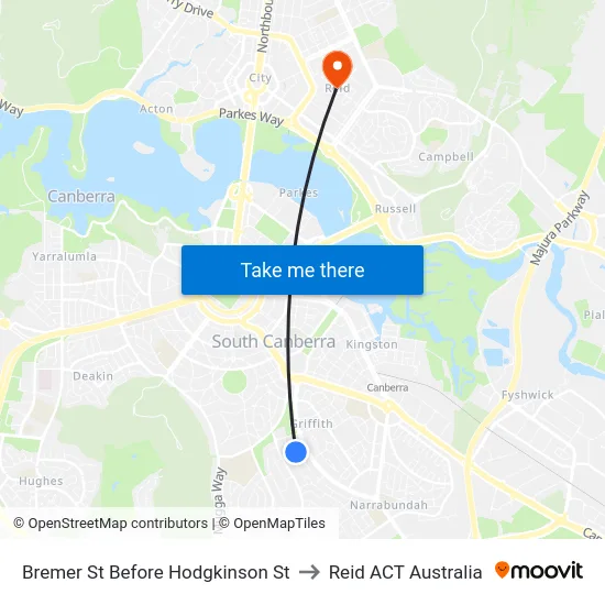 Bremer St Before Hodgkinson St to Reid ACT Australia map