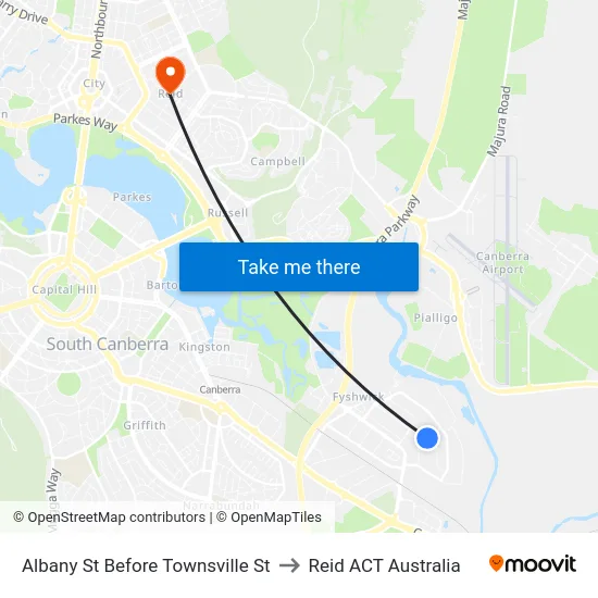 Albany St Before Townsville St to Reid ACT Australia map